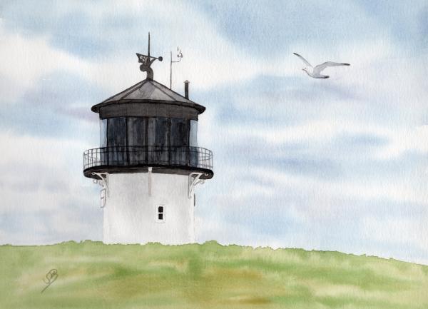 Poster DIN-A3 Aquarell Maritim Kunst Druck Kunstdruck Nordsee Cuxhaven Leuchtturm Dicke Berta Schafe